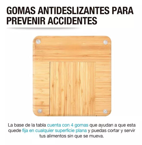 Tabla Para Quesos De Madera Bambú + 4 ac