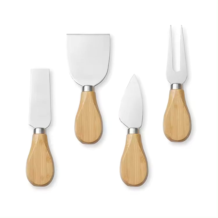 Tabla Para Quesos De Madera Bambú + 4 ac